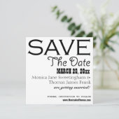 Schwarz-Weiß-Save the Date Einladung (Stehend Vorderseite)