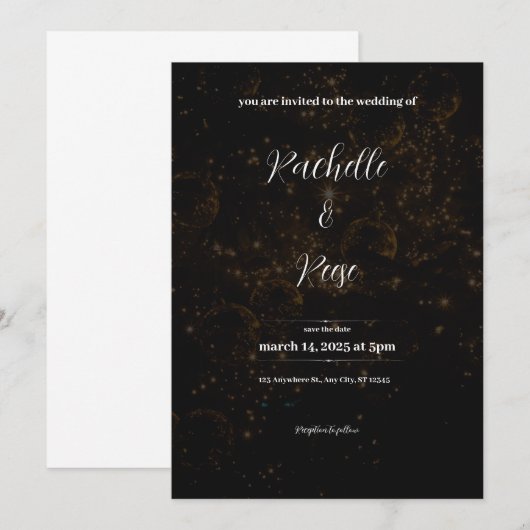 Schwarz-Weiß-Save the Date Einladung (Vorne/Hinten)