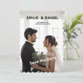 Schwarz-Weiß-Save the Date Einladung zur Hochzeit (Stehend Vorderseite)