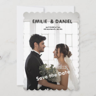 Schwarz-Weiß-Save the Date Einladung zur Hochzeit
