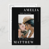 Schwarz-Weiß-Save the Date-Hochzeit Postkarte (Vorne/Hinten)