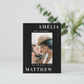 Schwarz-Weiß-Save the Date-Hochzeit Postkarte (Stehend Vorderseite)