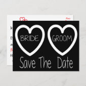 Schwarz-Weiß-Save the Date-Hochzeitskarte Ankündigungspostkarte (Vorne/Hinten)