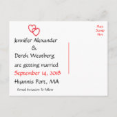 Schwarz-Weiß-Save the Date-Hochzeitskarte Ankündigungspostkarte (Rückseite)