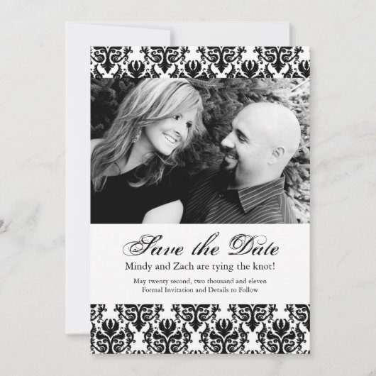 Schwarz-Weiß-Save the Date-Hochzeitsvorlage Save The Date (Vorderseite)
