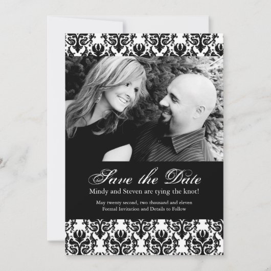 Schwarz-Weiß-Save the Date-Hochzeitsvorlage Save The Date (Vorderseite)