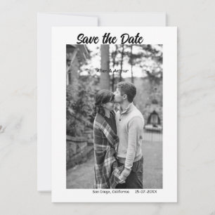 Schwarz-weiß Save the Date QR Website-Namen phot h Einladung