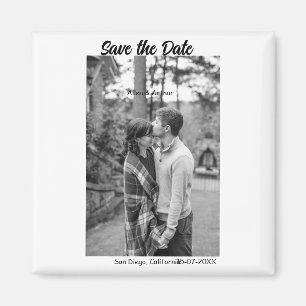Schwarz-weiß Save the Date QR Website-Namen phot h Magnet