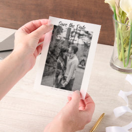 Schwarz-weiß Save the Date QR Website-Namen phot h Pergament Einladungen