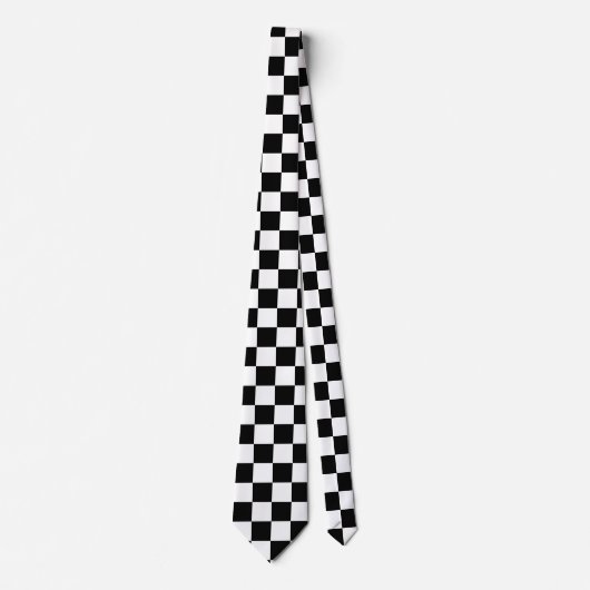 Schwarz-Weiß-Schach-Muster Neck Tie Krawatte (Vorderseite)
