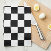 Schwarz-Weiß-Schach-Retro Geschirrtuch (Viertel Falte)