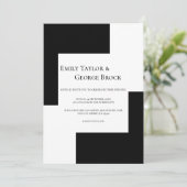 Schwarz-Weiß Schach Thema Einfache moderne Hochzei Einladung (Stehend Vorderseite)
