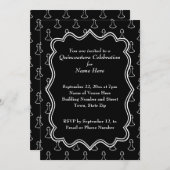 Schwarz-Weiß-Schach Themed Quincenera Einladung (Vorne/Hinten)
