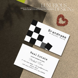 Schwarz-Weiß-Schachbrett Beruflich Stilvoll Visitenkarte