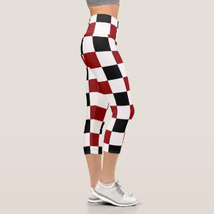 Schwarz-Weiß-Schachbrett Capri Leggings