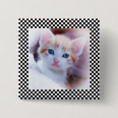 Schwarz-Weiß-Schachbrett-Fotorahmen Button (Vorderseite)