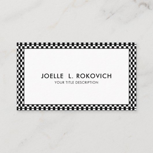 Schwarz-Weiß-Schachbrett-Frame-Generic-Visitenkart Visitenkarte (Vorderseite)