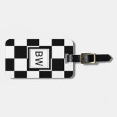 Schwarz-Weiß-Schachbrett Gepäckanhänger (Vorderseite horizontal)