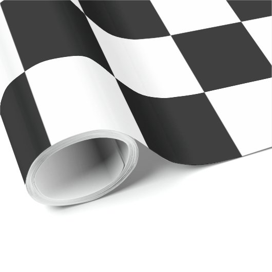 Schwarz-Weiß-Schachbrett Geschenkpapier (Rolleneckpunkt)