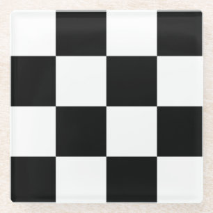 Schwarz-Weiß-Schachbrett Glasuntersetzer