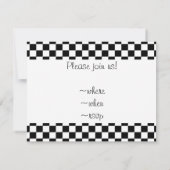 Schwarz-Weiß-Schachbrett-Hintergrund Einladung (Rückseite)