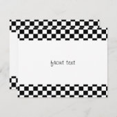 Schwarz-Weiß-Schachbrett-Hintergrund Einladung (Vorne/Hinten)