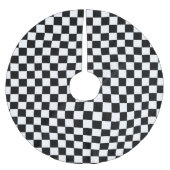 Schwarz-Weiß-Schachbrett-Hintergrund Polyester Weihnachtsbaumdecke (Vorderseite)