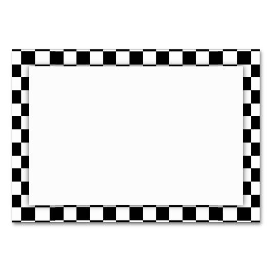 Schwarz-Weiß-Schachbrett-Hintergrund Tischnummer (Vorderseite)