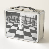 Schwarz-Weiß-Schachbrett Metall Brotdose (Vorderseite)