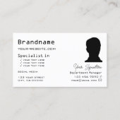 Schwarz-Weiß-Schachbrett mit Logos und Foto-Chic Visitenkarte (Rückseite)