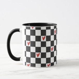 Schwarz-Weiß-Schachbrett-Mug Moderne Ästhetik Tasse