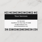 Schwarz-Weiß-Schachbrett-Muster Dog Walker Groomer Visitenkarte (Rückseite)