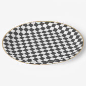 Schwarz-Weiß-Schachbrett Pappteller (Schrägansicht)