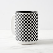 Schwarz-Weiß-Schachbrett - Retro-Schachbrett Zweifarbige Tasse (Vorderseite Links)