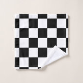 Schwarz-Weiß-Schachbrettmuster Badhandtuch Set (Waschlappen)