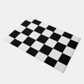 Schwarz-Weiß-Schachbrettmuster Fußmatte (Schrägansicht)