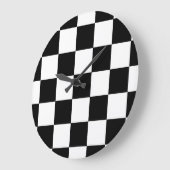 Schwarz-Weiß-Schachbrettmuster Große Wanduhr (Winkel)