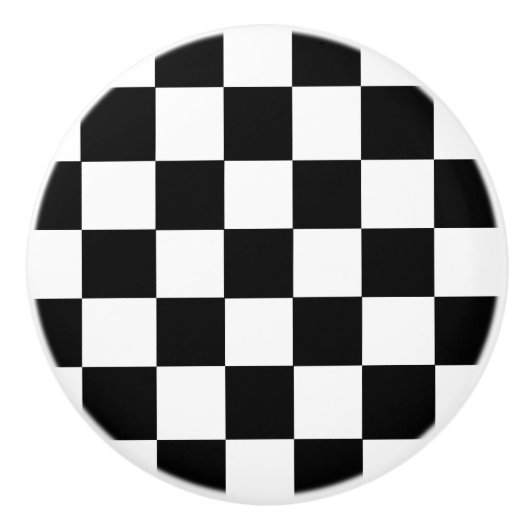 Schwarz-Weiß-Schachbrettmuster Keramikknauf (Vorderseite)