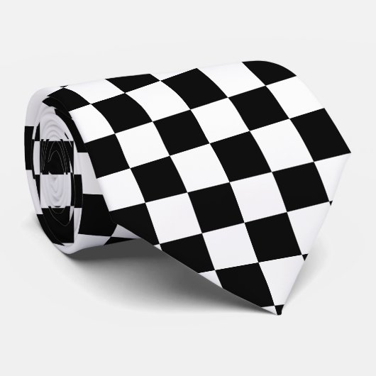 Schwarz-Weiß-Schachbrettmuster Krawatte (Gerollt)