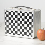 Schwarz-Weiß-Schachbrettmuster Metall Lunch Box (Beispiel)