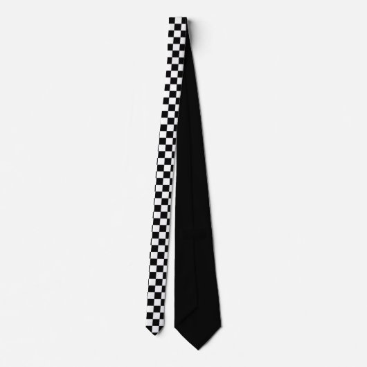 Schwarz-Weiß-Schachbrettmuster Necktie Krawatte (Rückseite)