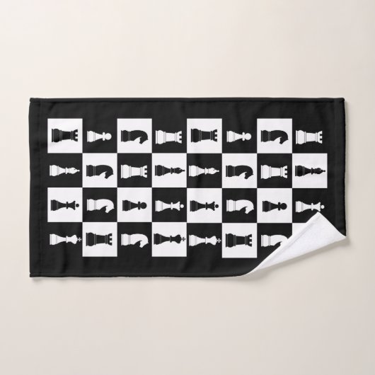 Schwarz-Weiß-Schachfiguren Badhandtuch Set (Handtuch)