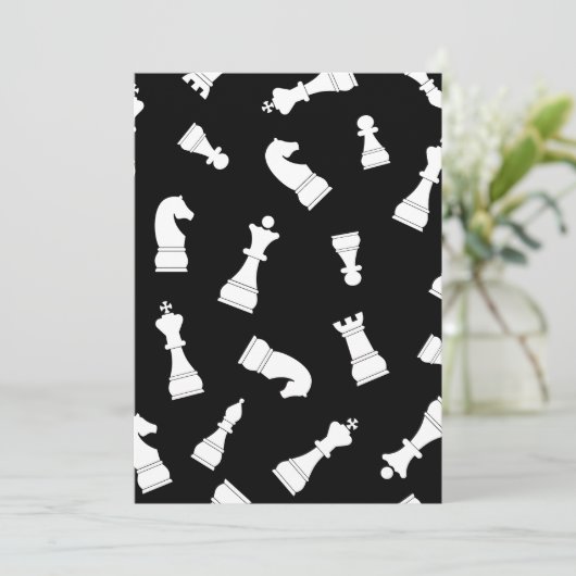 Schwarz-Weiß-Schachmuster Einladung (Stehend Vorderseite)