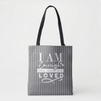 Schwarz/Weiß Schachtel "I AM LOVED"-Tasche