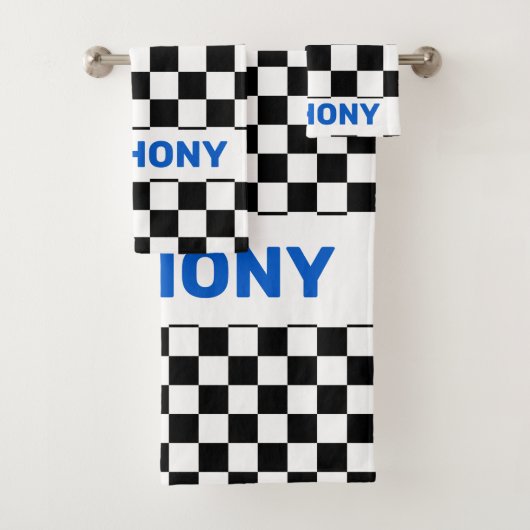 Schwarz-Weiß-Schachtel mit Monogrammatik 1 Badhandtuch Set (Insitu)