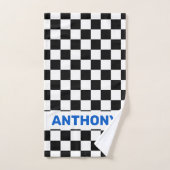 Schwarz-Weiß-Schachtel mit Monogrammatik 1 Badhandtuch Set (Handtuch)