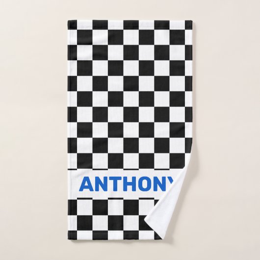 Schwarz-Weiß-Schachtel mit Monogrammatik 1 Badhandtuch Set (Handtuch)