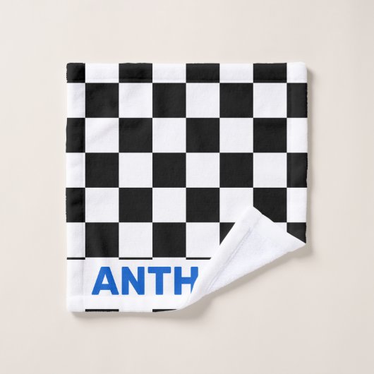 Schwarz-Weiß-Schachtel mit Monogrammatik 1 Badhandtuch Set (Waschlappen)