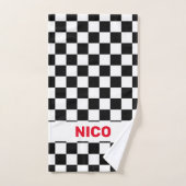 Schwarz-Weiß-Schachtel mit Monogrammatik 2 Badhandtuch Set (Handtuch)