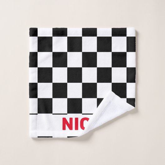 Schwarz-Weiß-Schachtel mit Monogrammatik 2 Badhandtuch Set (Waschlappen)